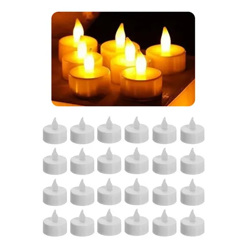 Kit de 24 velas electrónicas decorativas LED amarillas con pilas