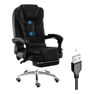 Cadeira Presidente - Apoio Aos Pés - 2 Pontos De Massagem Cor Preto Material Do Estofamento Couro Cadeira Presidente - Apoio Aos Pés - 2 Pontos De Massagem Cor Preto Material Do Estofamento Couro