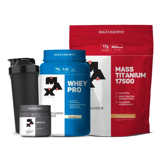 Combo Hipercalórico 3kg + Creatina + Whey Protein + Sabor Morango