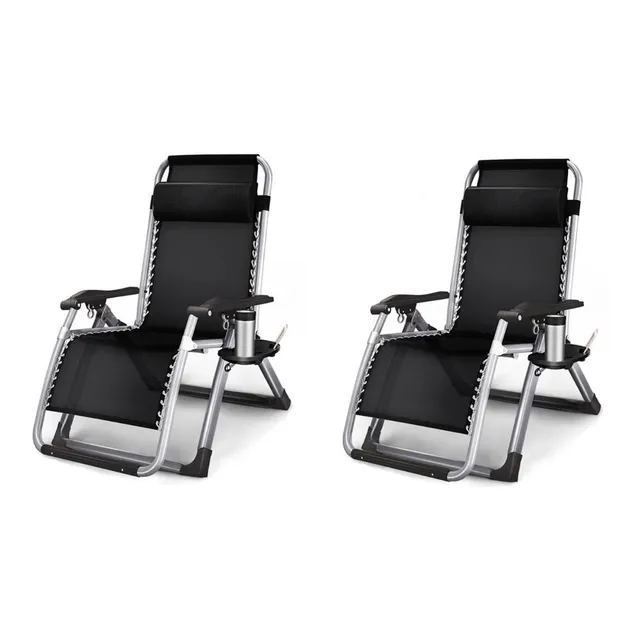 2 Piezas. 2 Sillas Plegables Reclinable Gravedad Cero Cómoda