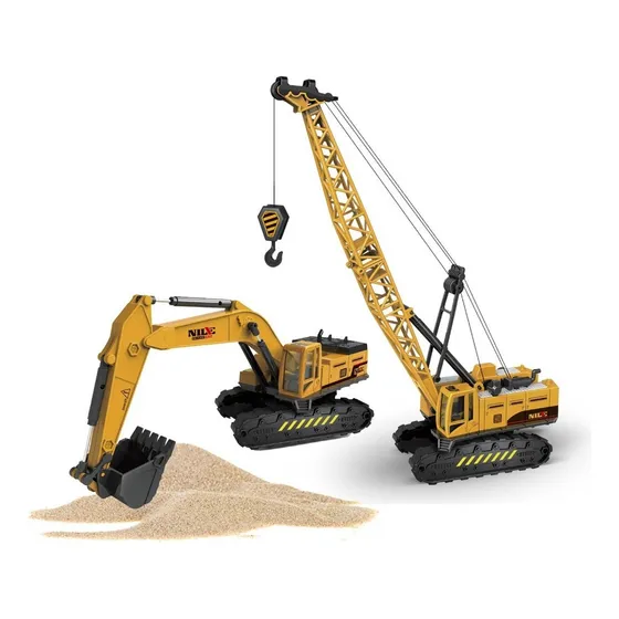 Juguete Pack Grúa De Construcción + Máquina Excavadora