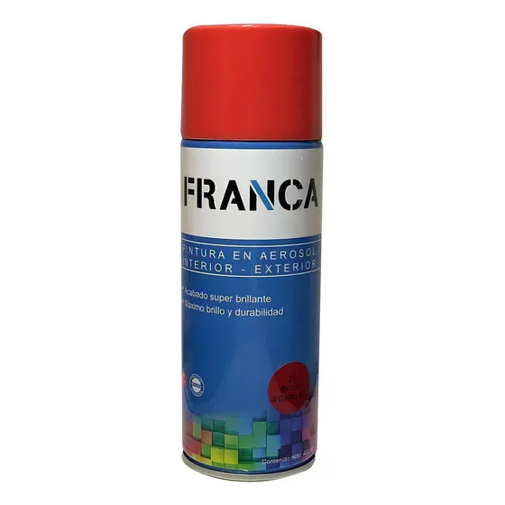Esmalte En Aerosol 400ml Franca - Mate Brillante Y Satinados Color Rojo Scarlet
