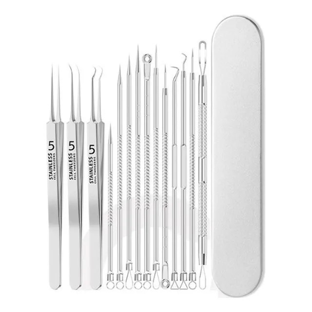 Kit Para Retirar Puntos Negros Y Espinillas 14 Piezas Acero