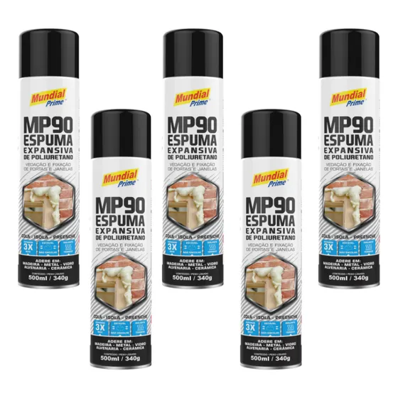 Kit Espuma Expansiva Pu 500ml Mundial Prime C/5un