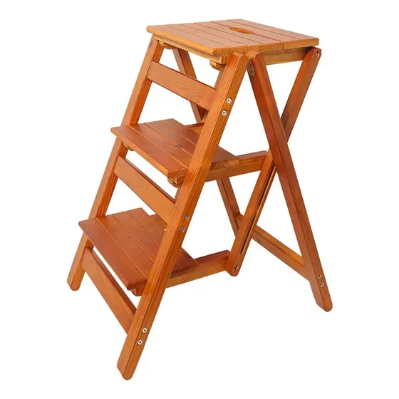 Taburete Plegable De Escalera De 3 Escalones Madera Antidesl