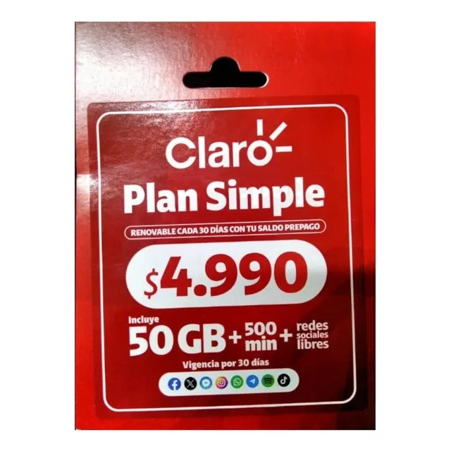 Chip Claro Plan Simple 50gb 500min Sim 3 En 1