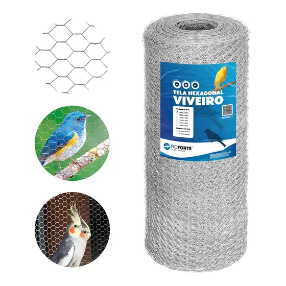 Tela Arame Galvanizada Viveiro Passaros 60cm X 50m Cerca