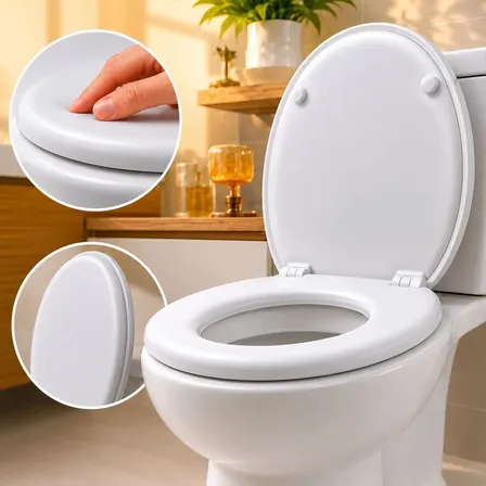 Assento Sanitário Almofadado Oval Com Tampa De Vaso Banheiro Branco