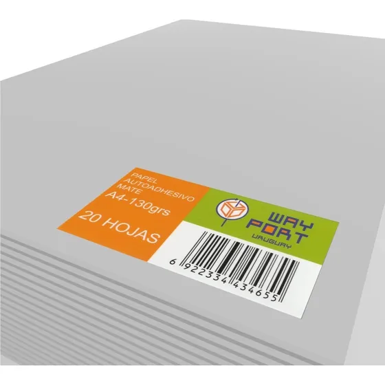 Papel Adhesivo  Mate 130 Grs A4 Sin Marca Atras Paquete 20 H