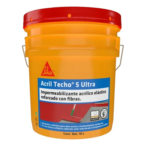 Sika Impermeabilizante Acril Techo 5 Años Ultra 18l Fibratad Color Rojo