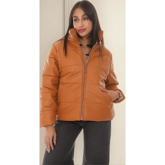 Campera Puffer De Cuerina Giselle Mujer .
