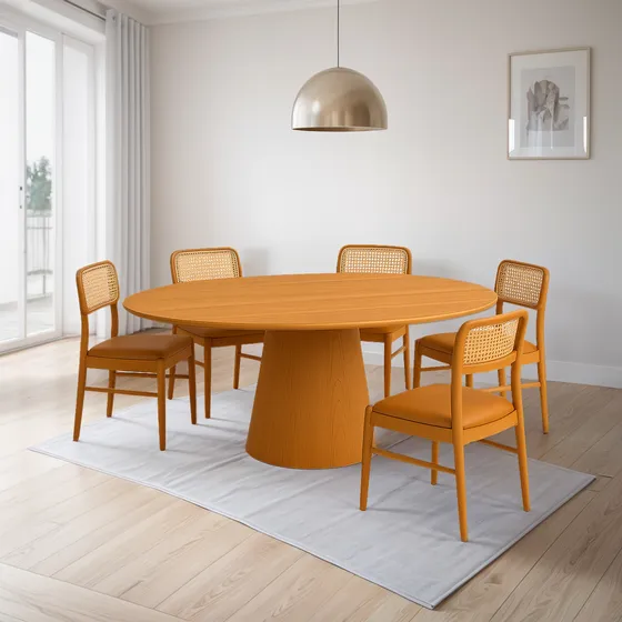 Conjunto De Mesa Cone Orgânica Oval E 6 Cadeiras Rainer