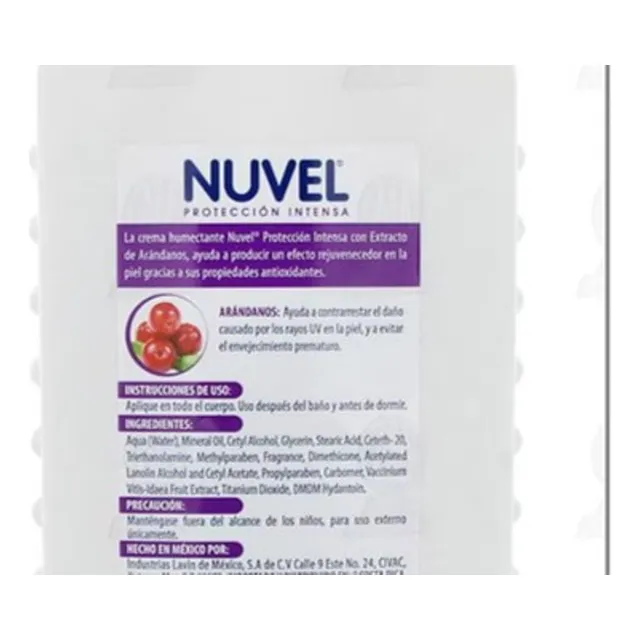 Crema Humectante Nuvel Extracto De Arandanos 750 Ml