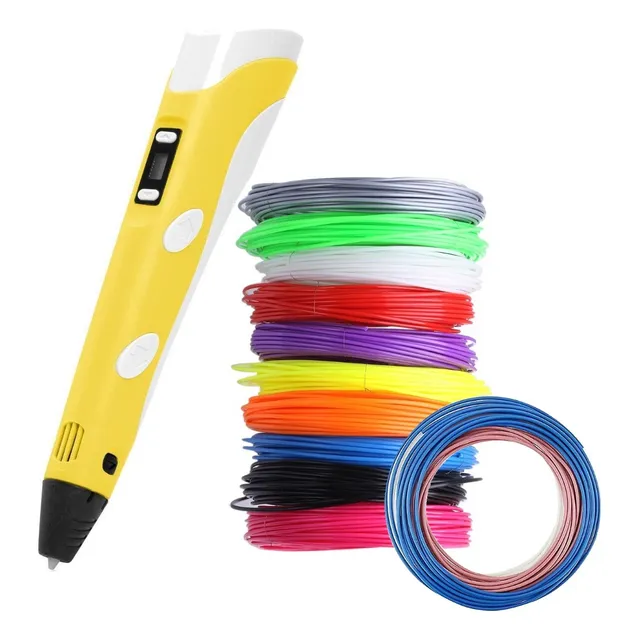 Pack Bolígrafo Lápiz Impresora 3d Amarillo+ 100mts Filamento
