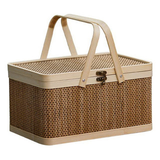 Cesta De Bambu Com Tampa, Lanches Portáteis, Cesta Cesta De Bambu Com Tampa, Lanches Portáteis, Cesta