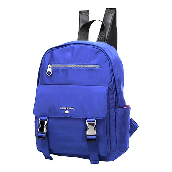 Mochila Las Oreiro 22138 Simil Cuero Moda Urbana Cómoda Color Azul Diseño de la tela Lisa