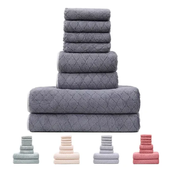 Juego De 8 Toallas De Baño Toalla Mano Altamente Absorbentes