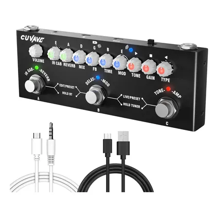 Pedal De Efeito M-vave Cube Baby Preto Multifuncional Guitarra Elétrica