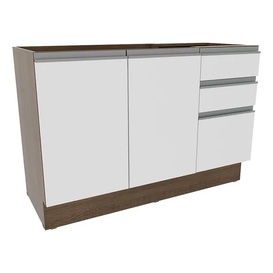 Gabinete Bajo Cocina Madesa Glamy 120cm Sin Encimera Color Marrón/Blanco