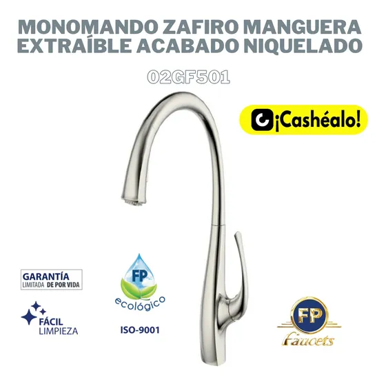 Llave Fregadero Griferia Monomando Fp Mang Extraible 02gf501