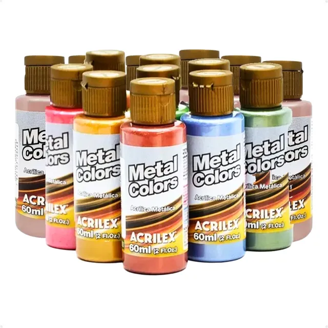 Pintura acrílica Metal Colors Acrilex, 60 ml, colores, color blanco metalizado, 562