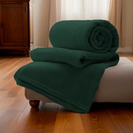 Manta Microfibra Lisa Casal Cobertor Soft 200x180cm Cor Verde-escuro
