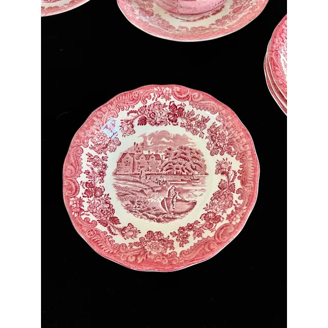Bowls Compotera Loza Palissy England Avon Scenes Rosa C1960