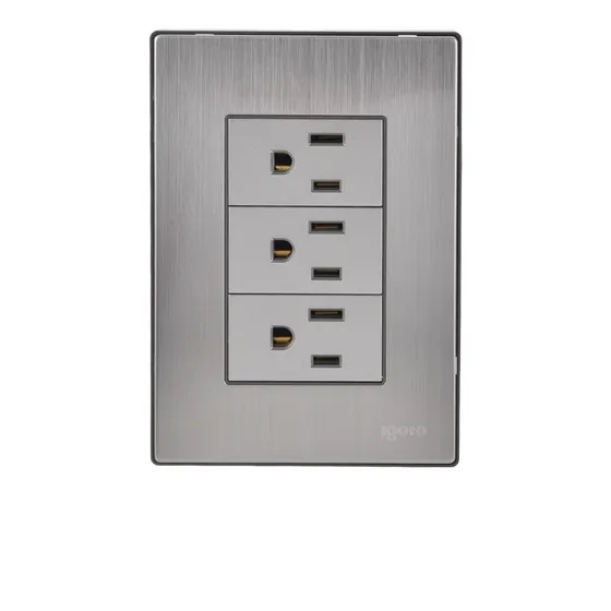 Placa Armada Con 3 Contactos Sencillos De 1 Módulo Color Plata iGoto INOX1004 Plata