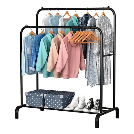 Perchero Elegante Organizador De Ropa Closet Doble Armario Negro