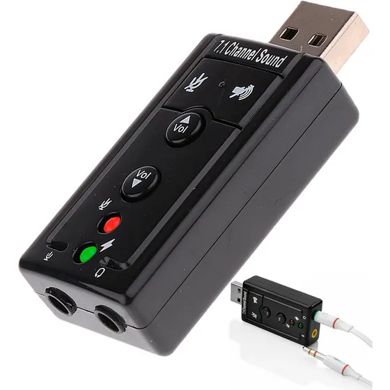 Placa De Som Usb 7.1 Cor Preto Knup HB-T64