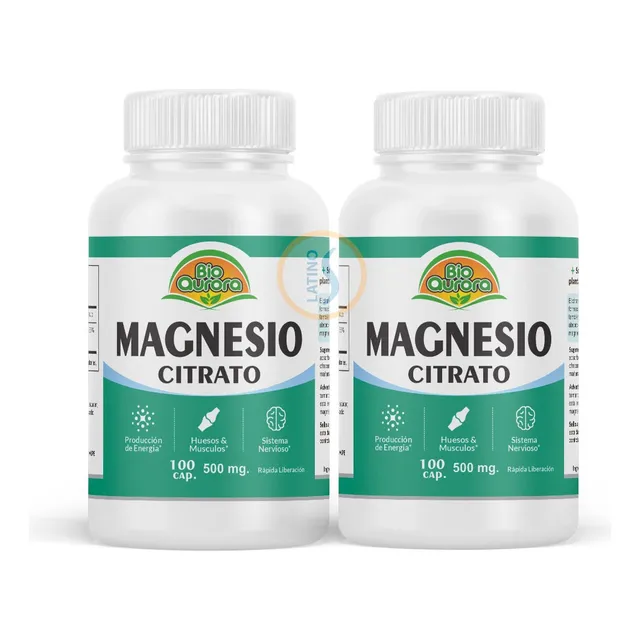 Citrato De Magnesio 100 Capsulas 500mg Bioaurora 2 Pack