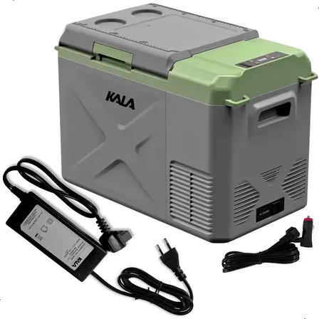 Geladeira Portatil 25lts 12v Digital Lancha C/ Fonte 110/220 Cinza