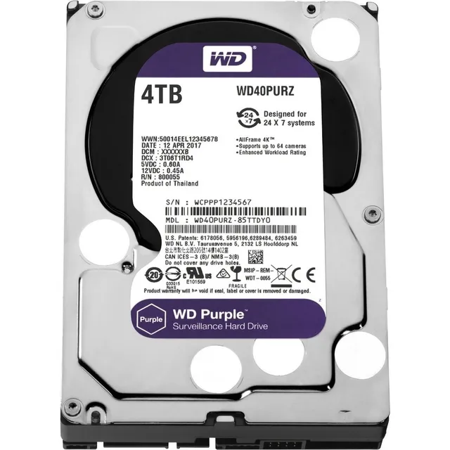 Disco Duro Dvr Nvr Wd Western Digital Purple 4tb Wd40purz