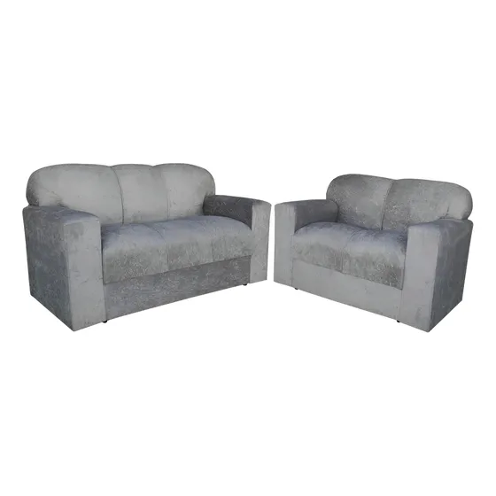 Conjunto Sofá 3 E 2 Lugares Xaropinho Suede Cinza