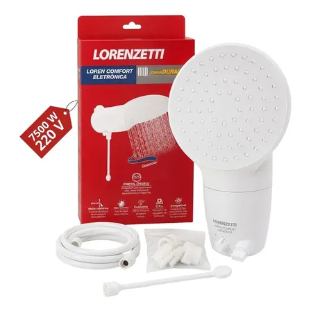Chuveiro Ducha Loren Comfort Eletrônica Lorenzetti 7500w 220v Branco