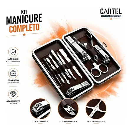 Kit Cortador De Unha Portátil Estojo Alicate Manicure 12 Pç - Desencravador De Unha Manicure Alicate Lixa Profissional Tesoura Empurrador De Cutículas Pinça Portátil Dobrável