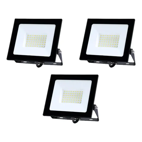 Pack X3 Foco Proyector De Area 50w Ip65 Luz Fria Sec