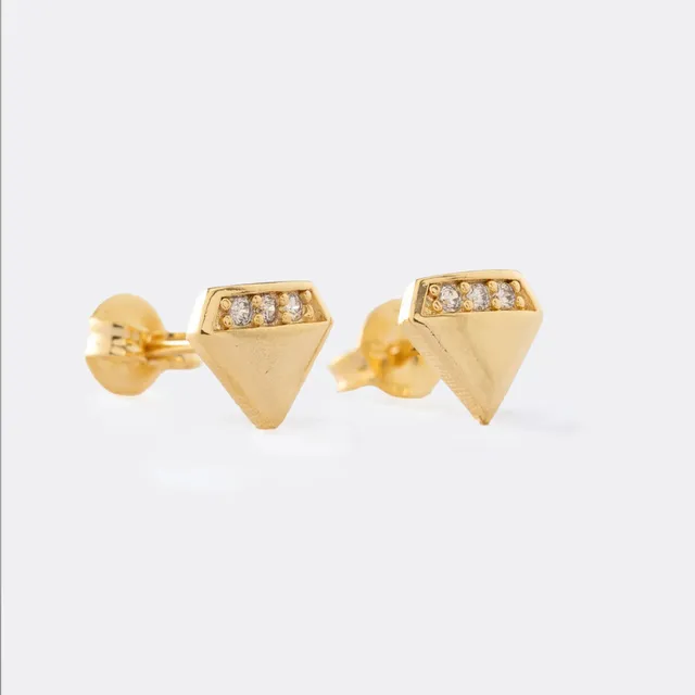 Aretes Topos Diamante Hombre Oro Laminado 18k