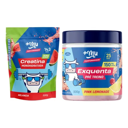 Kit Suplemento Mu Creatina Melancia Exquenta Pink Lemonade Pó Energia/nutricional 2 Piezas 1.2kg Unidad Mu Performance +mu