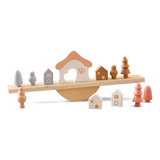 Juego De Ensamblaje De Madera Didactico Para Bebes Encastre Color Pueblito