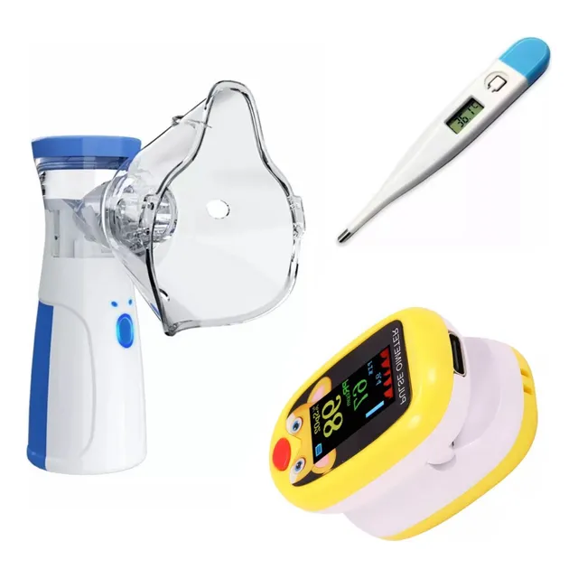 Nebulizador + Oximetro Infantl + Termometro Kit Portatil