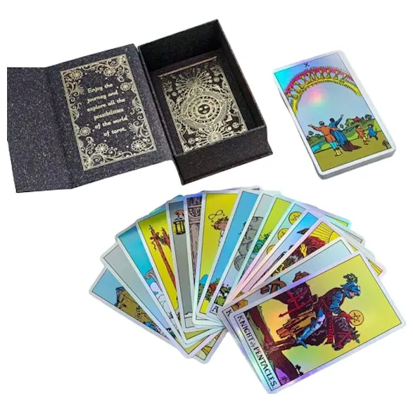 Gold Foil Tarot Rider Holográficas 78 Cartas Estuche De Lujo