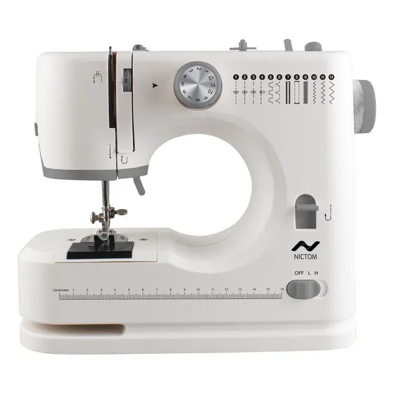 Maquina De Coser Nictom MC02 Mini Compacta Portable 12 Tipos De Puntada Color Blanco