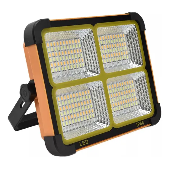 Foco Recargable 1000 Watts Solar Portátil 5 Modos De Luz Usb Carcasa Negro