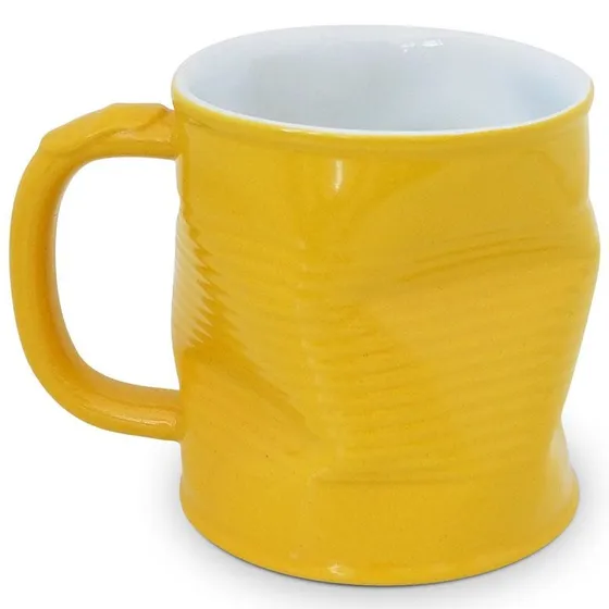 Caneca Lata Amassada 220ml Mondoceram Gourmet Cor Amarelo