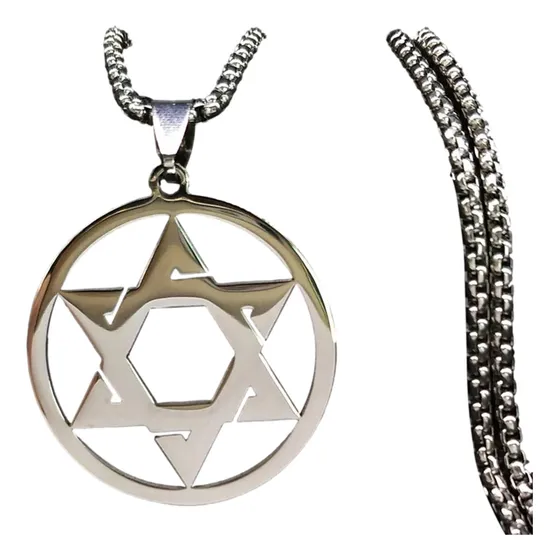 Collar Dije Estrella De David Colgante Cadena En Acero Inoxidable 316l Para Hombre Mujer Color Plata