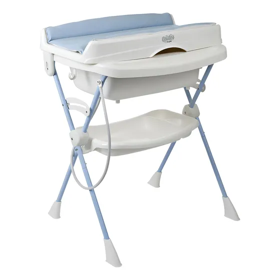 Banheira Burigotto Splash+ Trocador Baby Blue Azul Claro Cor Branco Liso 72 x 81 cm