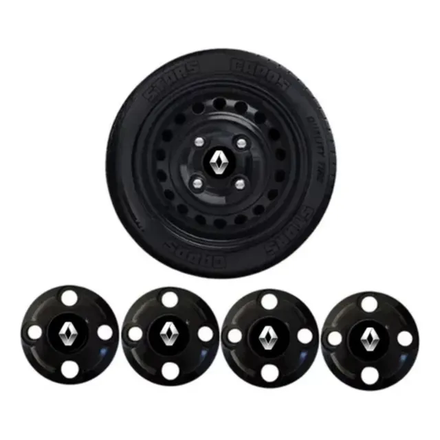Kit Calotas Centrais Roda Carro Aro 13 14 15 Para Renault