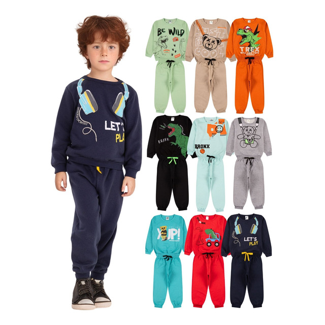 Kit 6 Peças Moletom Peluciado Infantil Menino Inverno Frio Kit 6 Peças Moletom Peluciado Infantil Menino Inverno Frio
