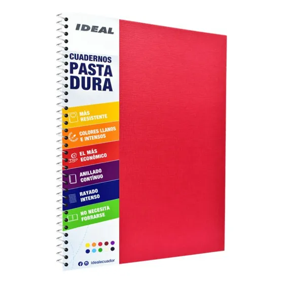 Cuaderno Espiral A4 100hjs 1 Línea Pasta Dura Rojo